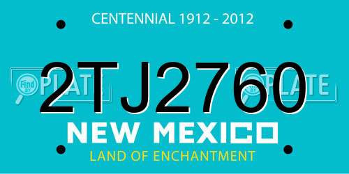 2TJ2760 New Mexico License Plate