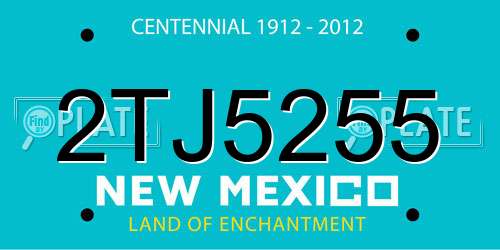 2TJ5255 New Mexico License Plate