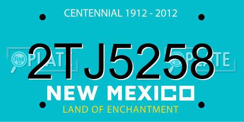 2TJ5258 New Mexico License Plate