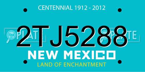 2TJ5288 New Mexico License Plate