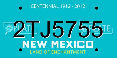 2TJ5755 New Mexico License Plate