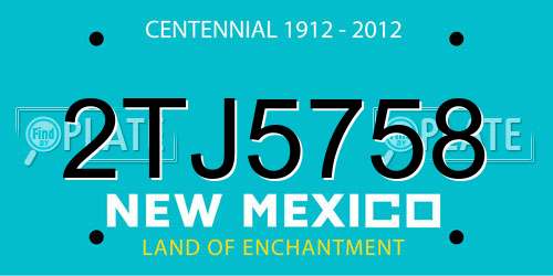 2TJ5758 New Mexico License Plate