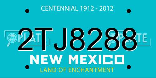 2TJ8288 New Mexico License Plate