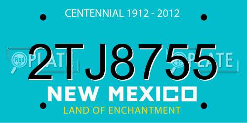 2TJ8755 New Mexico License Plate