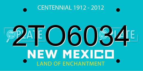 2TO6034 New Mexico License Plate