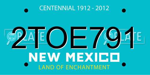 2TOE791 New Mexico License Plate