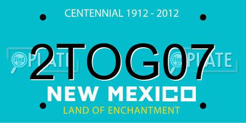 2TOG07 New Mexico License Plate