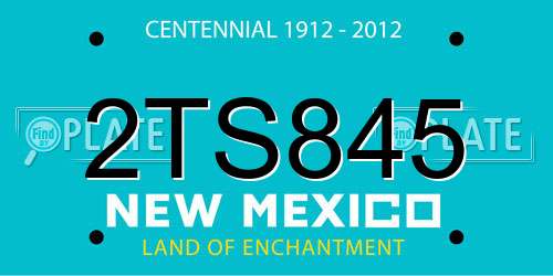2TS845 New Mexico License Plate