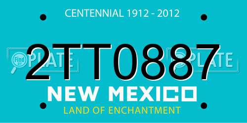 2TT0887 New Mexico License Plate
