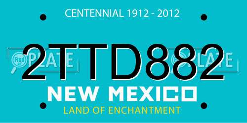 2TTD882 New Mexico License Plate