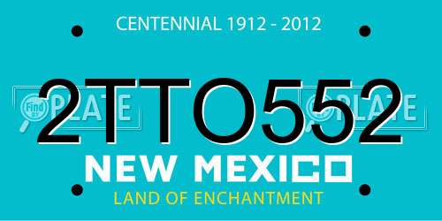 2TTO552 New Mexico License Plate