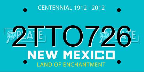 2TTO726 New Mexico License Plate