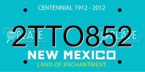 2TTO852 New Mexico License Plate