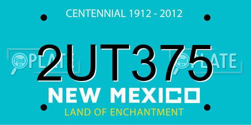 2UT375 New Mexico License Plate