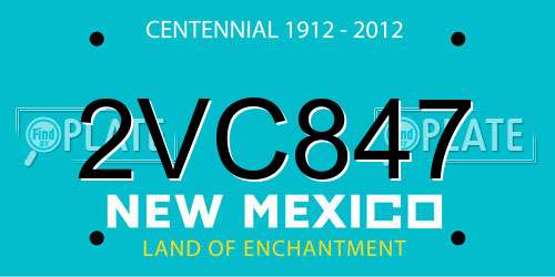 2VC847 New Mexico License Plate