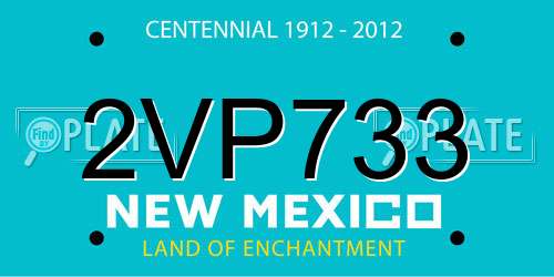 2VP733 New Mexico License Plate