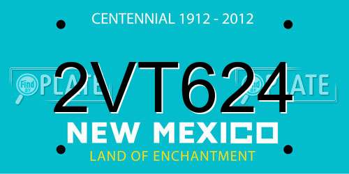 2VT624 New Mexico License Plate