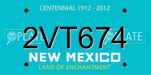 2VT674 New Mexico License Plate