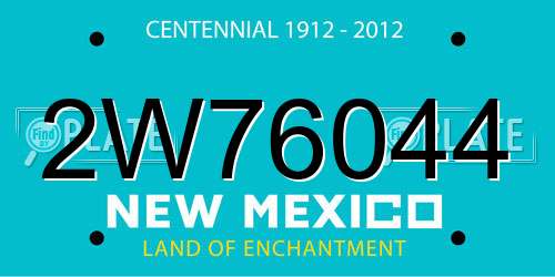 2W76044 New Mexico License Plate