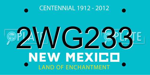 2WG233 New Mexico License Plate