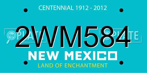 2WM584 New Mexico License Plate