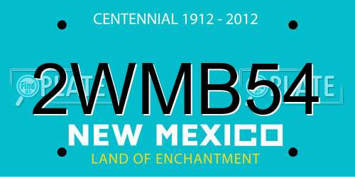 2WMB54 New Mexico License Plate