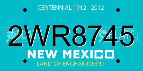 2WR8745 New Mexico License Plate