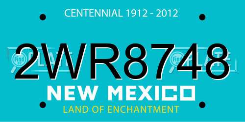 2WR8748 New Mexico License Plate