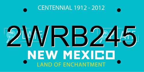 2WRB245 New Mexico License Plate