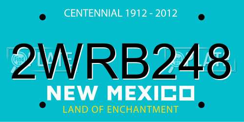 2WRB248 New Mexico License Plate