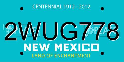 2WUG778 New Mexico License Plate