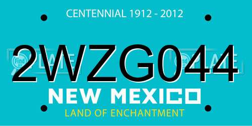 2WZG044 New Mexico License Plate