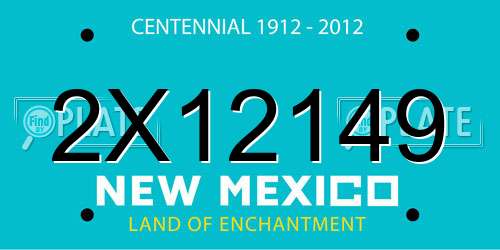 2X12149 New Mexico License Plate