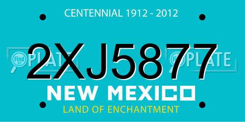 2XJ5877 New Mexico License Plate