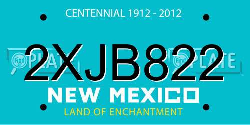 2XJB822 New Mexico License Plate
