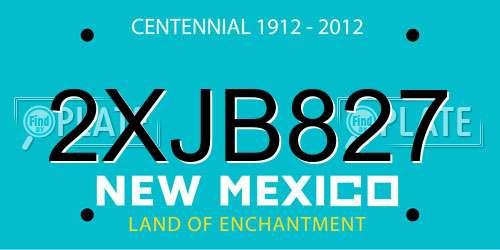 2XJB827 New Mexico License Plate