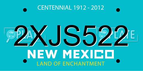 2XJS522 New Mexico License Plate
