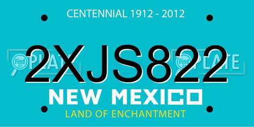2XJS822 New Mexico License Plate