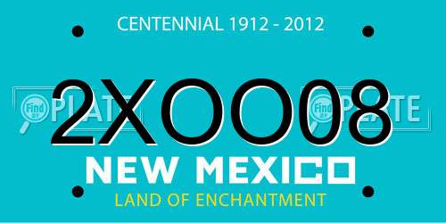 2XOO08 New Mexico License Plate