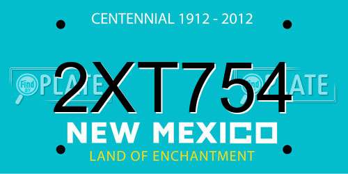 2XT754 New Mexico License Plate