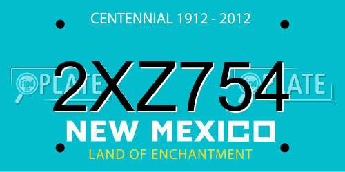 2XZ754 New Mexico License Plate