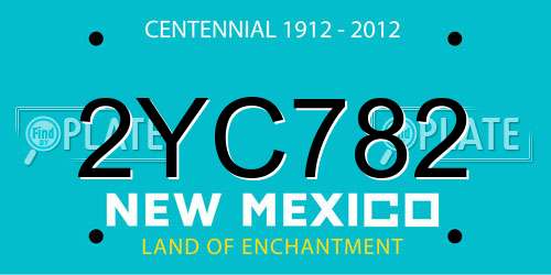 2YC782 New Mexico License Plate