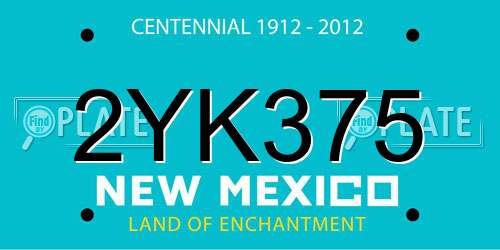 2YK375 New Mexico License Plate