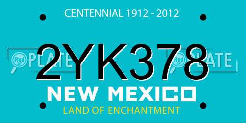 2YK378 New Mexico License Plate