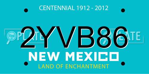 2YVB86 New Mexico License Plate