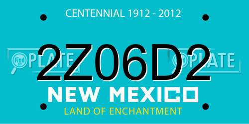 2Z06D2 New Mexico License Plate