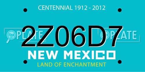 2Z06D7 New Mexico License Plate