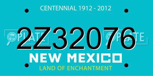2Z32076 New Mexico License Plate