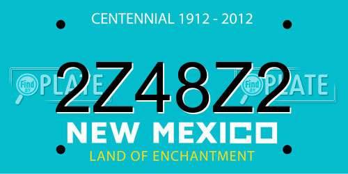 2Z48Z2 New Mexico License Plate