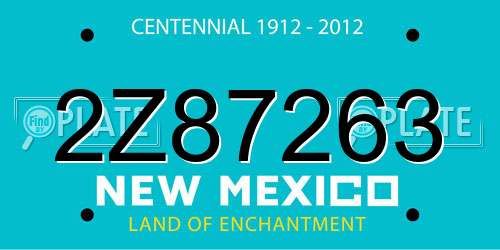 2Z87263 New Mexico License Plate